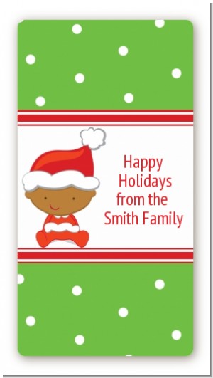 Christmas Baby African American - Custom Rectangle Baby Shower Sticker/Labels