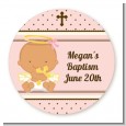 Angel Baby Girl Hispanic - Round Personalized Baptism / Christening Sticker Labels thumbnail