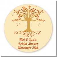 Autumn Tree - Round Personalized Bridal Shower Sticker Labels