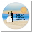 Beach Couple - Round Personalized Bridal Shower Sticker Labels thumbnail