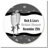 Champagne Glasses - Round Personalized Bridal Shower Sticker Labels
