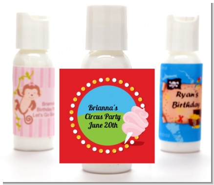 Circus Cotton Candy - Personalized Birthday Party Lotion Favors