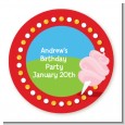 Circus Cotton Candy - Round Personalized Birthday Party Sticker Labels thumbnail