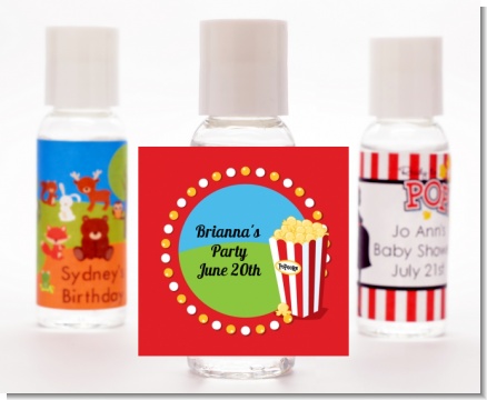 Circus Popcorn - Personalized Birthday Party Hand Sanitizers Favors