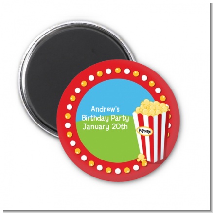 Circus Popcorn - Personalized Birthday Party Magnet Favors