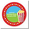 Circus Popcorn - Round Personalized Birthday Party Sticker Labels thumbnail