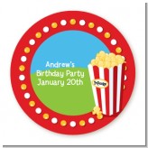 Circus Popcorn - Round Personalized Birthday Party Sticker Labels