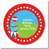 Circus Seal - Round Personalized Birthday Party Sticker Labels