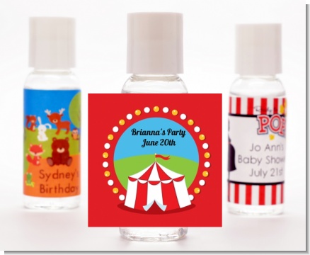 Circus Tent - Personalized Birthday Party Hand Sanitizers Favors