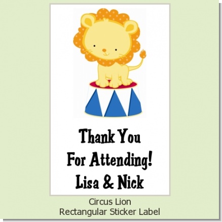 Circus Lion - Custom Rectangle Birthday Party Sticker/Labels