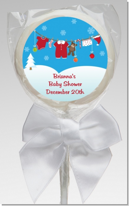Clothesline Christmas - Personalized Baby Shower Lollipop Favors