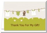 Clothesline It's A Baby - Baby Shower Thank You Cards