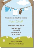 Clothesline It's A Boy - Baby Shower Invitations