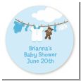 Clothesline It's A Boy - Round Personalized Baby Shower Sticker Labels thumbnail