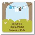 Clothesline It's A Boy - Square Personalized Baby Shower Sticker Labels thumbnail