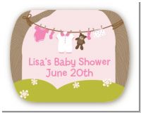 Clothesline It's A Girl - Personalized Baby Shower Rounded Corner Stickers