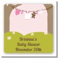 Clothesline It's A Girl - Square Personalized Baby Shower Sticker Labels thumbnail