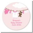 Clothesline It's A Girl - Round Personalized Baby Shower Sticker Labels thumbnail