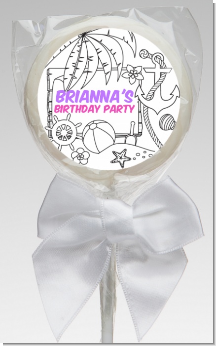 Color You Own - Beach Scene - Personalized Birthday Party Lollipop Favors