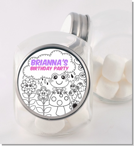 Color Your Own - Spring Garden - Personalized Birthday Party Candy Jar