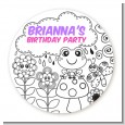 Color Your Own - Spring Garden - Round Personalized Birthday Party Sticker Labels thumbnail