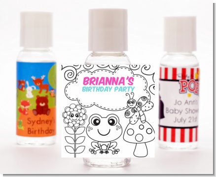Color Your Own - Spring Garden - Personalized Birthday Party Hand Sanitizers Favors