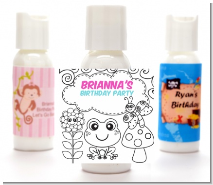 Color Your Own - Spring Garden - Personalized Birthday Party Lotion Favors