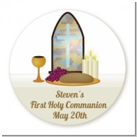 Communion Collage - Round Personalized Baptism / Christening Sticker Labels