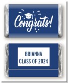 Congrats to the Grad Navy Blue - Personalized Graduation Party Mini Candy Bar Wrappers