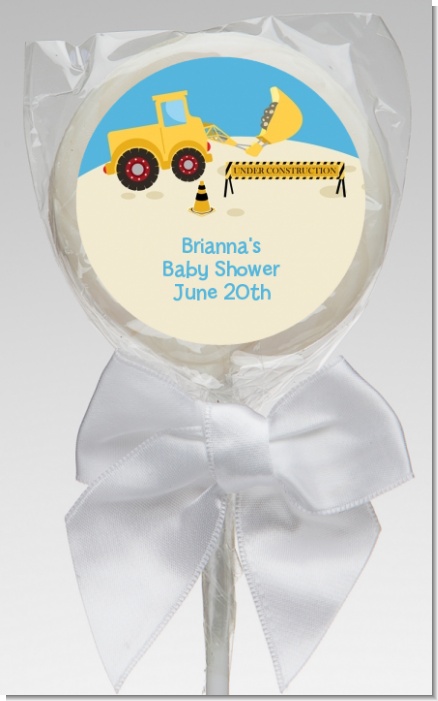 Construction Truck - Personalized Baby Shower Lollipop Favors