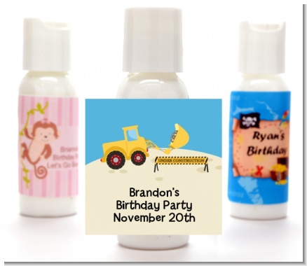 Construction Truck - Personalized Birthday Party Lotion Favors
