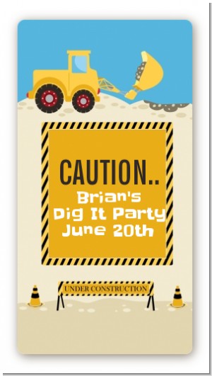 Construction Truck - Custom Rectangle Birthday Party Sticker/Labels