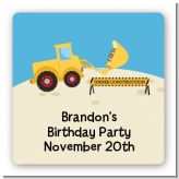 Construction Truck - Square Personalized Birthday Party Sticker Labels