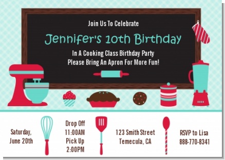 Cooking Class - Birthday Party Invitations