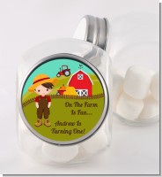 Country Boy On The Farm - Personalized Birthday Party Candy Jar