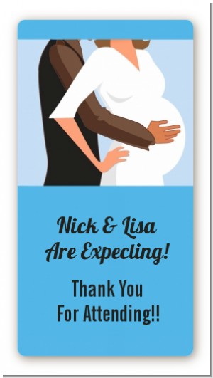 Couple Expecting Boy - Custom Rectangle Baby Shower Sticker/Labels