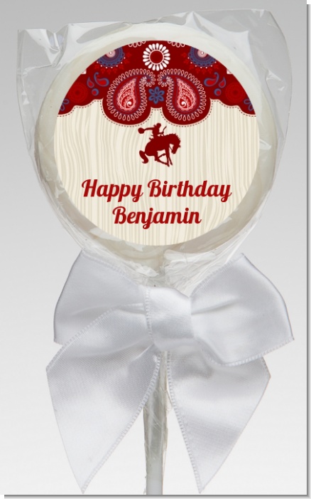 Cowboy Rider - Personalized Birthday Party Lollipop Favors