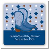 Cowboy Western - Square Personalized Baby Shower Sticker Labels