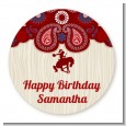 Cowgirl Rider - Round Personalized Birthday Party Sticker Labels thumbnail