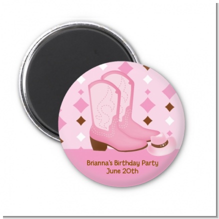 Cowgirl Western - Personalized Birthday Party Magnet Favors