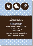 Modern Baby Boy Blue Polka Dots - Baby Shower Invitations