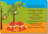 Forest Animals Twin Foxes - Baby Shower Invitations
