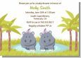 Twin Hippo Girls - Baby Shower Invitations thumbnail