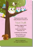 Owl - Look Whooo's Having Twin Girls - Baby Shower Invitations