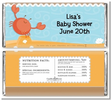 Crab | Cancer Horoscope - Personalized Baby Shower Candy Bar Wrappers