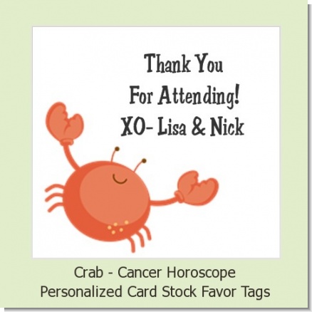 Crab | Cancer Horoscope - Personalized Baby Shower Card Stock Favor Tags