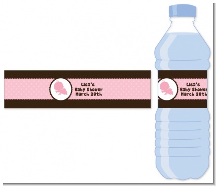 Crawling Baby Girl - Personalized Baby Shower Water Bottle Labels