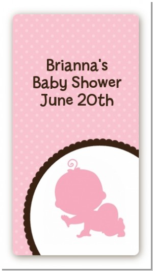 Crawling Baby Girl - Custom Rectangle Baby Shower Sticker/Labels