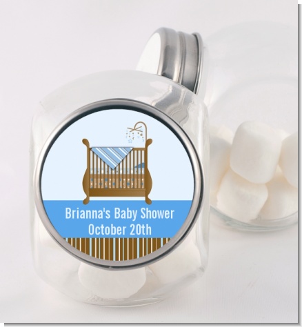 Crib Blue - Personalized Baby Shower Candy Jar