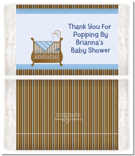 Crib Blue - Personalized Popcorn Wrapper Baby Shower Favors